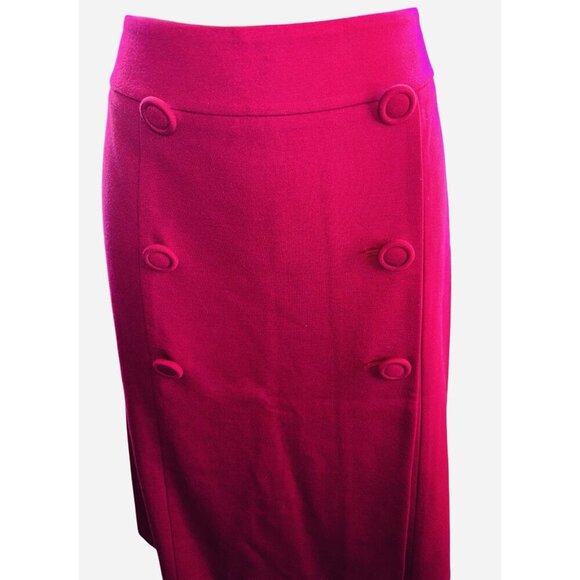 Talbots Women's Red Ponte Stretch Double Button Front Aline Skirt Size 10 - Picture 2 of 5